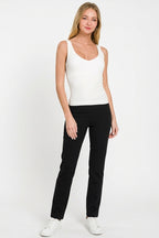 Freya Ribbed Tank detail view styled for Avrienne