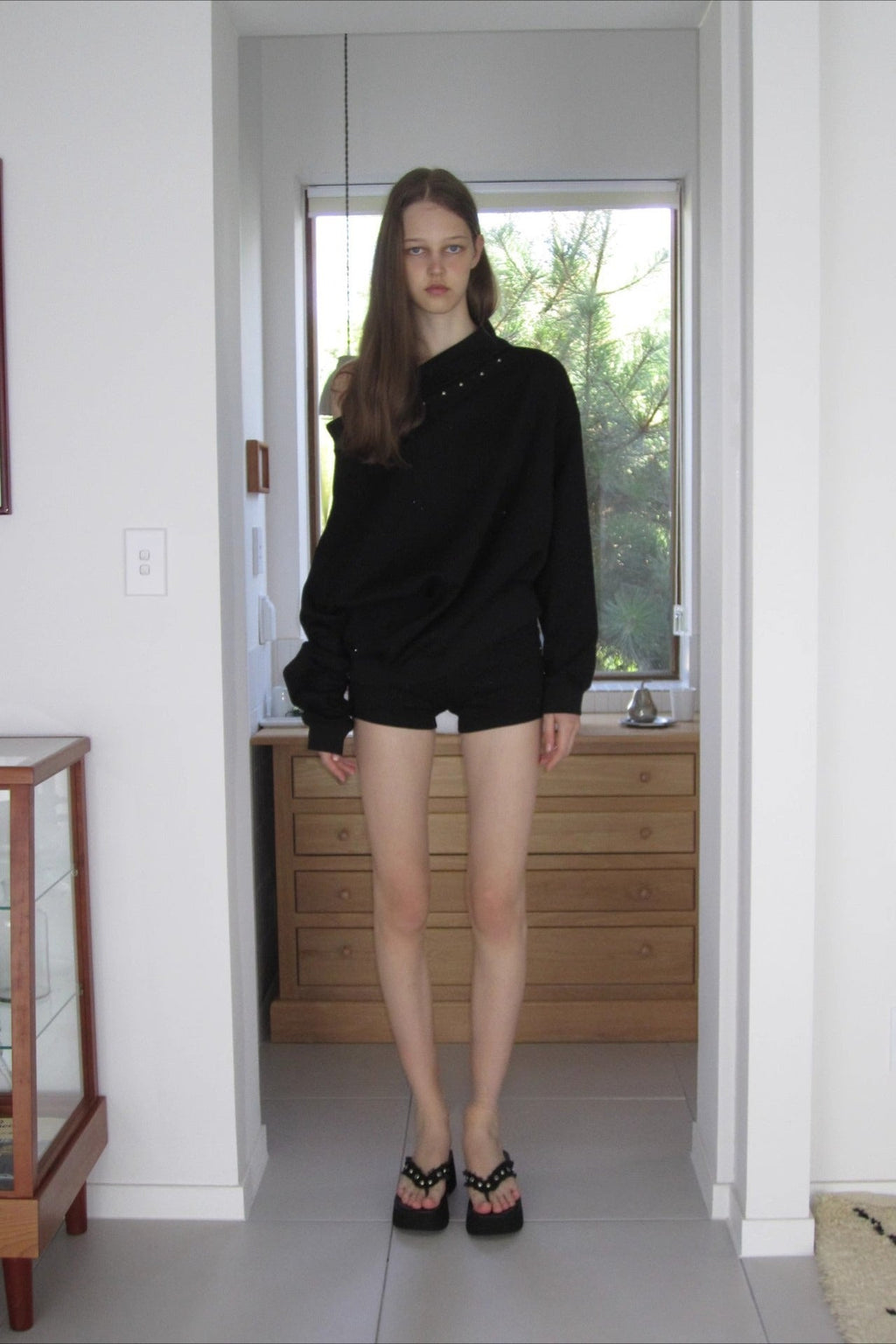 Studded Off Shoulder Long Sleeve Sweatshirt image 4