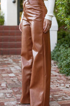 Vintage High-Waist Leather Wide-Leg Pants image 3