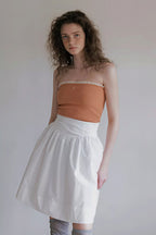 High Waist Pleated Waistband Solid Tulip Vintage Youthful Mini Skirt image 3