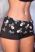 Chic Gothic Skull Low Rise Bodycon Denim Shorts image 1