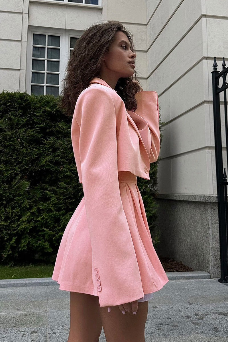 Mini Skirt with Lapel Blazer Two Piece Set image 12