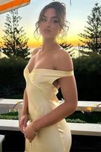 Chic Satin Off Shoulder Open Back Party Dress image 4