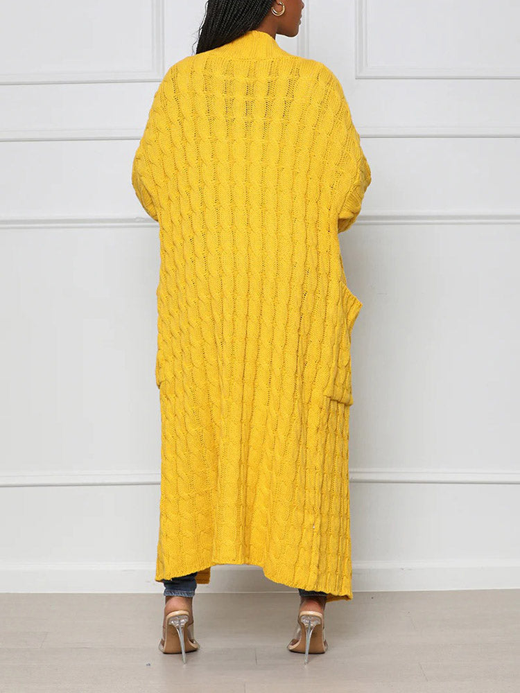Knitted Solid Graceful Open Front Cardigan image 11