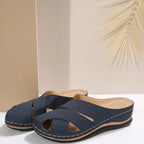 Alina Wedge Sandals detail view styled for Avrienne