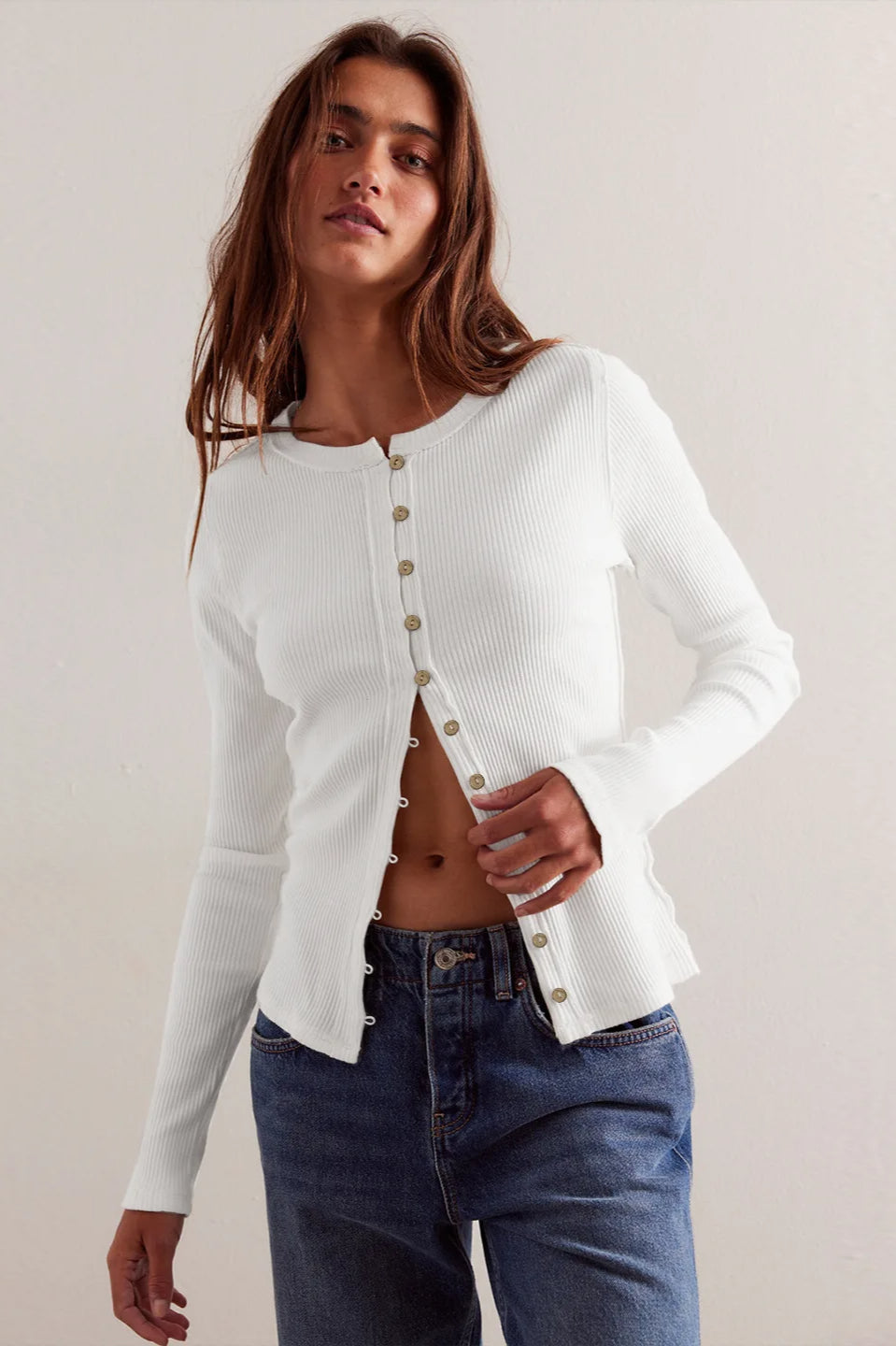 Slim Long Sleeve Ribbed Cardigan image 3