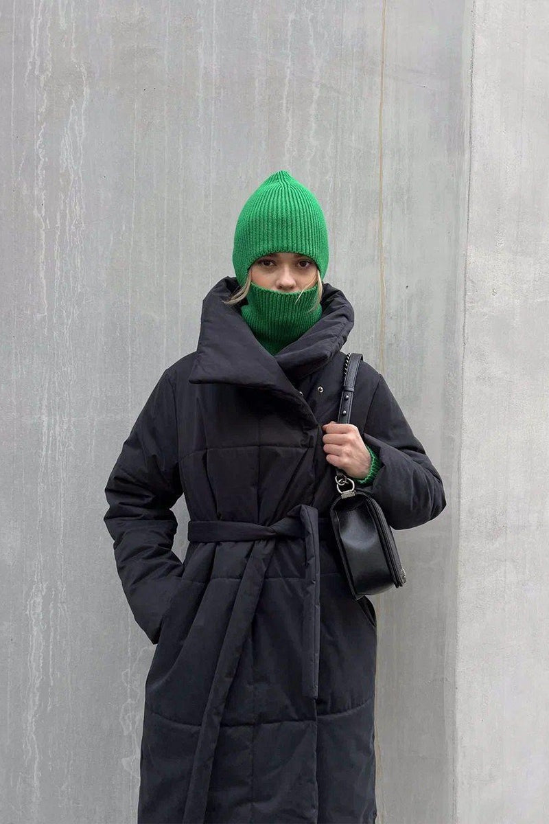 Long Stand Collar Relaxed Quilted Puffer Jacket image 22