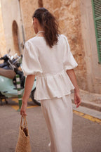 Cotton Puff Sleeve Shirt Skirt Set image 6