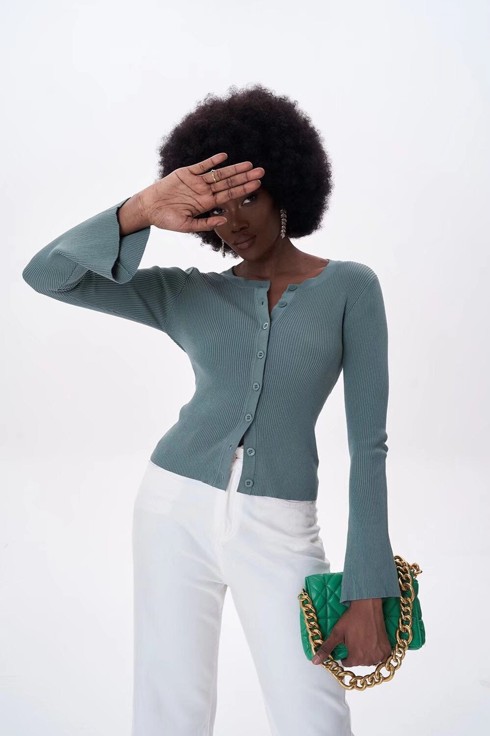 Flare Sleeve Button Cardigan image 3
