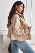 Lapel Button Sherpa Long Sleeve Coat image 2