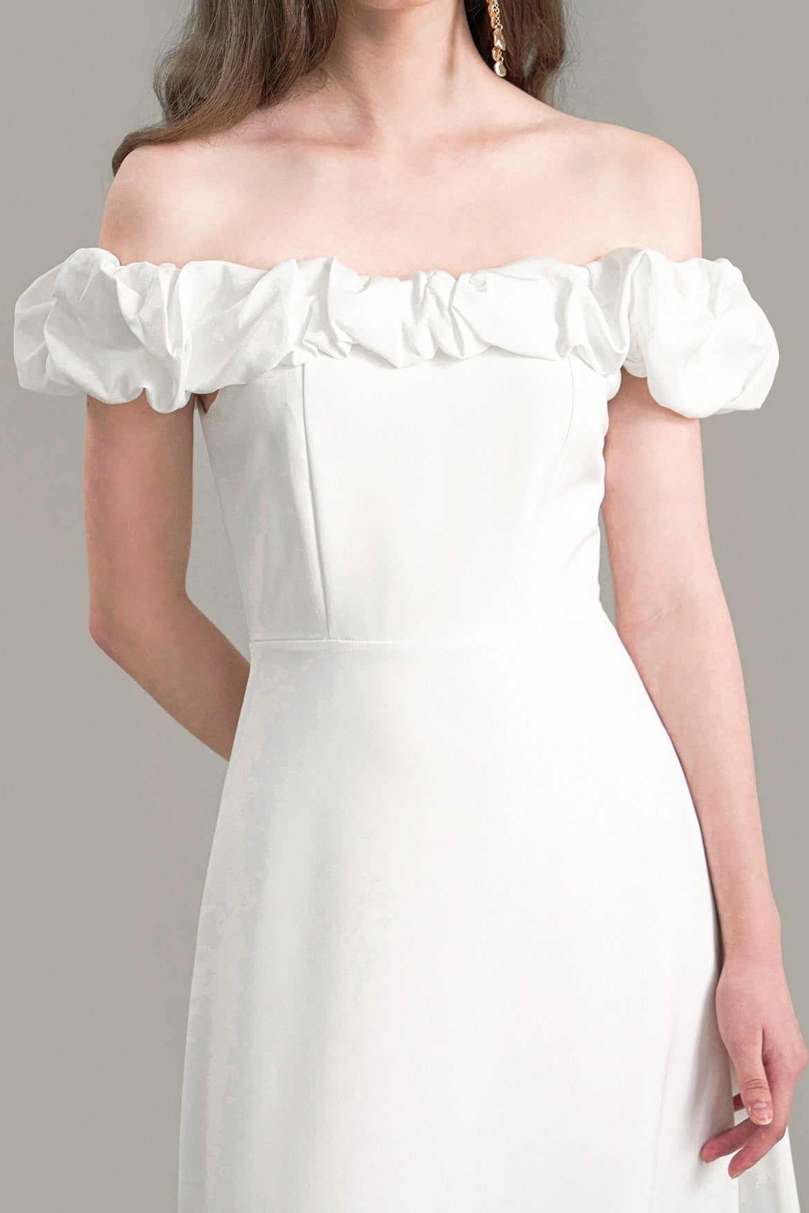 Satin Ruched Off-the-shoulder Cocktail Dress image 2