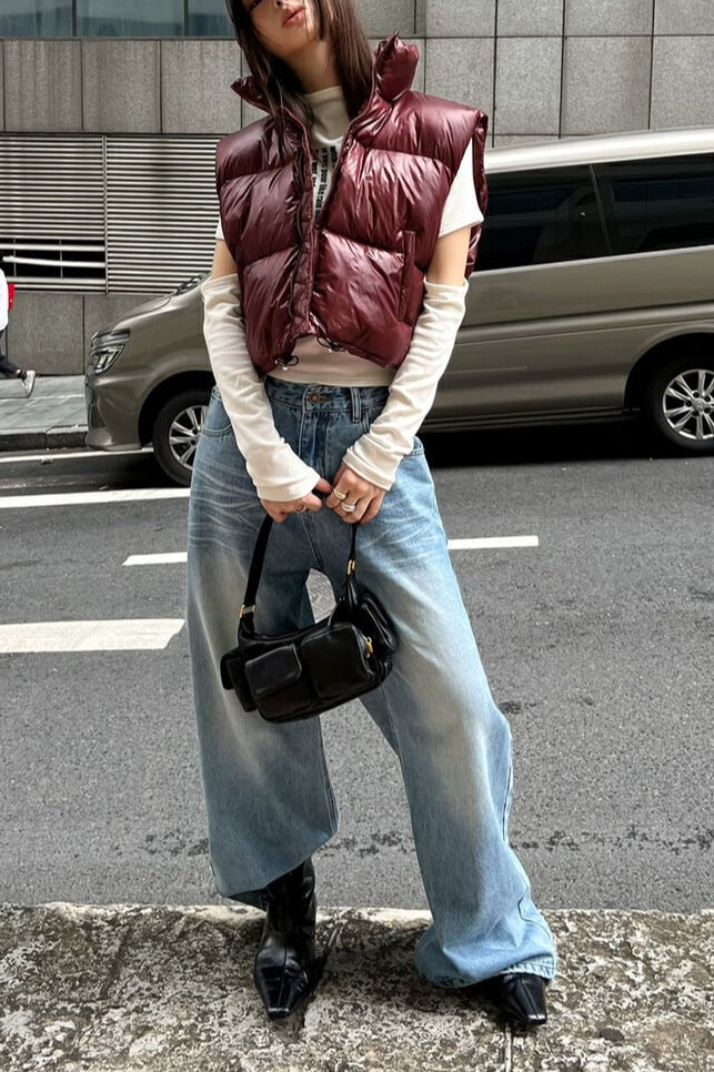 Vintage Washed Whisker Wide Leg Denim Jeans image 3