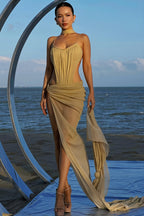 Chic Cami Bodysuit With High Rise Slit Skirt Maxi Dress image 4