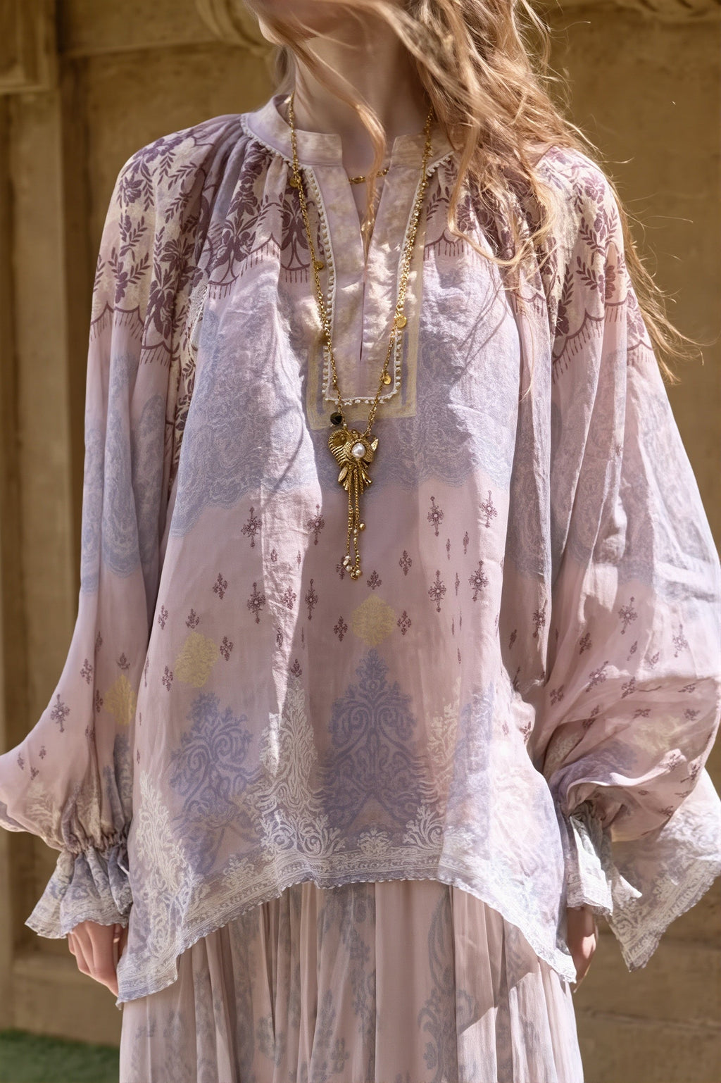 Linen Tie Dye Casual Long Sleeve Blouse image 4