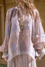 Linen Tie Dye Casual Long Sleeve Blouse image 4