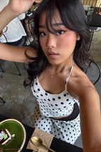 Halter Polka Dot Crop Skirt Two Pieces Set image 3
