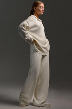 Polo Collar Knit Pullover Wide-Leg Pants Two Piece Set image 3