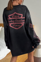 Vintage Distressed Rose Print Sweatshirt image 3