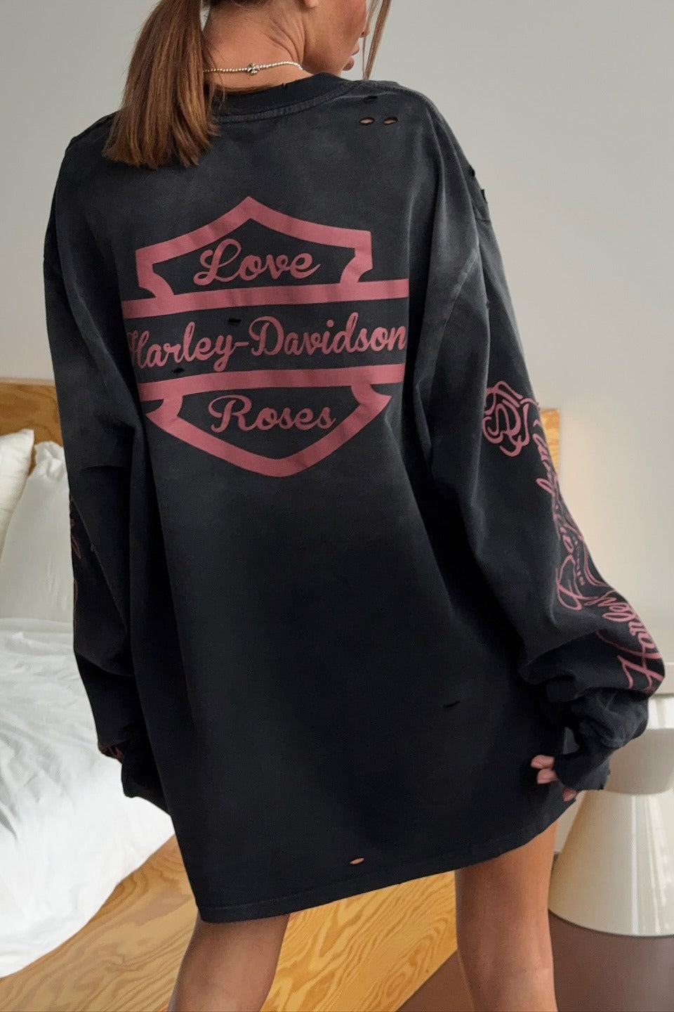 Vintage Distressed Rose Print Sweatshirt image 3