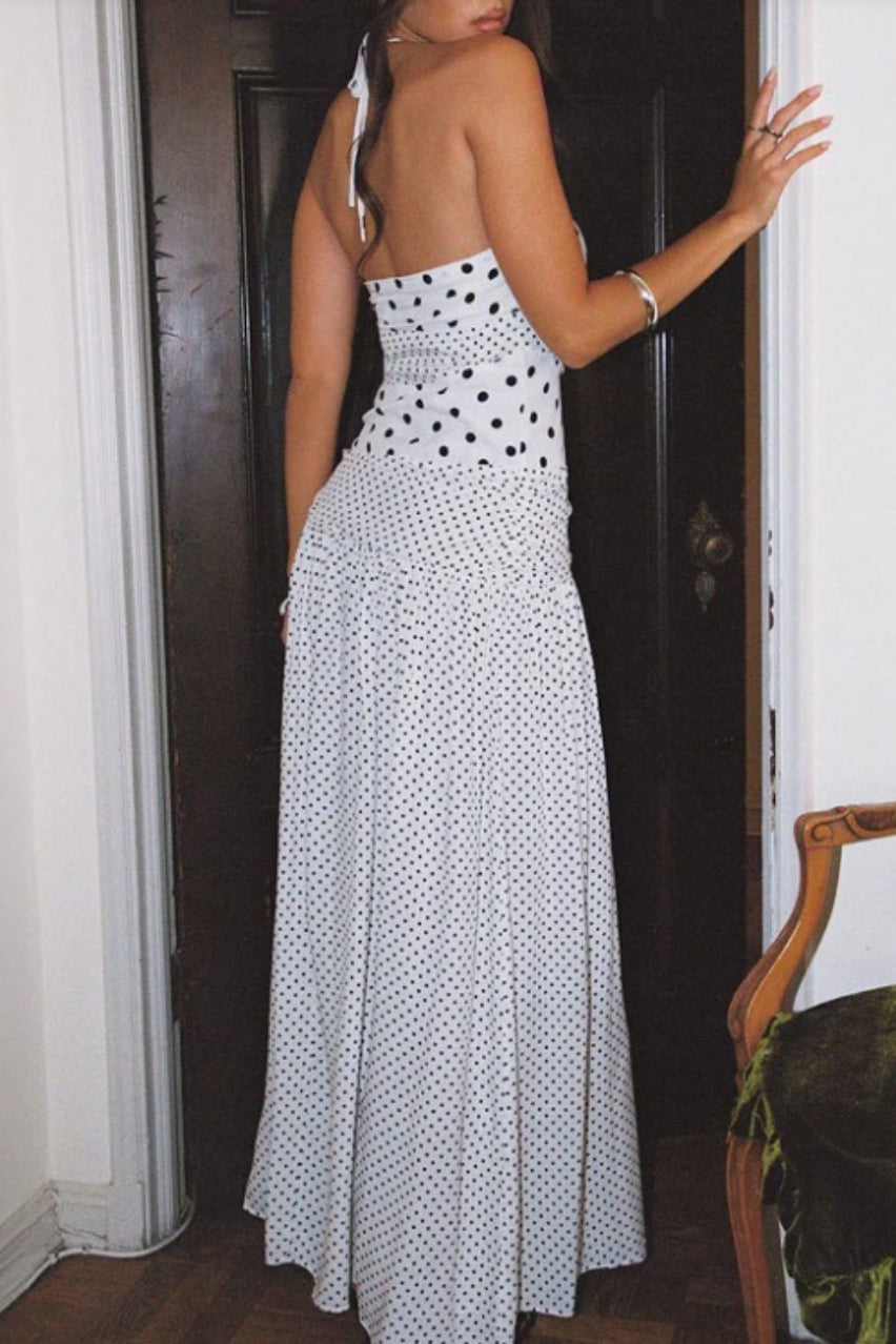 Lace Square Neck Polka Dot Cami Maxi Dress image 4
