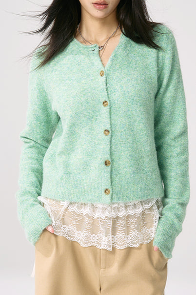 Green Roll Sleeve Cardigan image 1