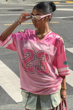 Fashion Loose Street Print Color Block Sporty T-shirt image 1