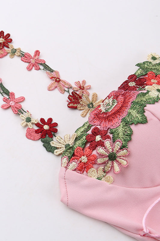 Floral Cup Detail Lace-Up Bodycon Maxi Dress image 7