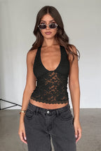 Hollow Lace Slim Sexy Halter Top image 4