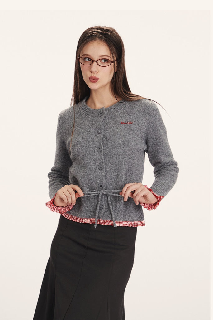 Panel-Design Waist-Cinched Slim Knit Cardigan image 4