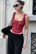 Sheer Lace Trim Sexy Cami Top image 5