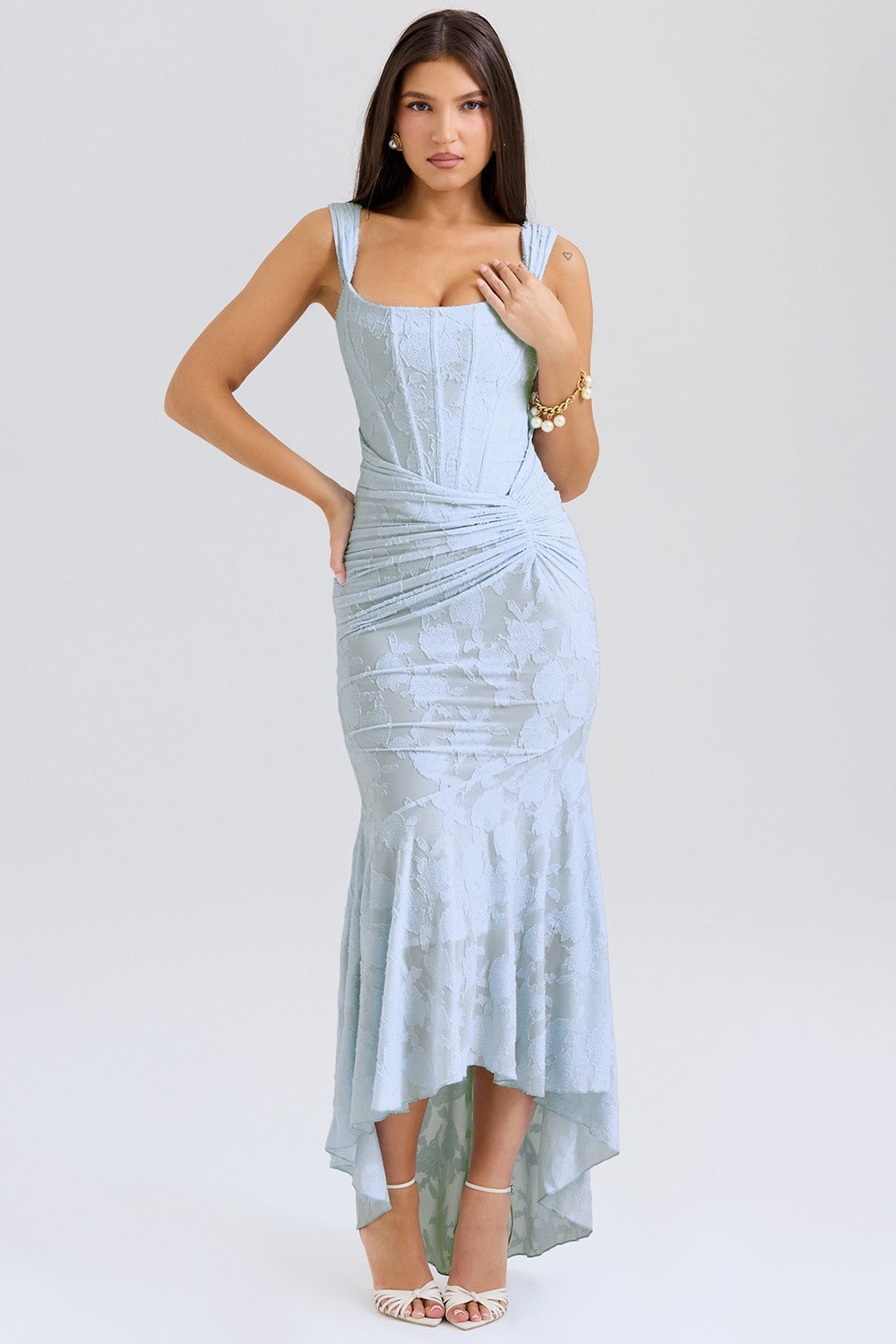 Stretch Mesh Jacquard Mermaid Formal Dress image 2