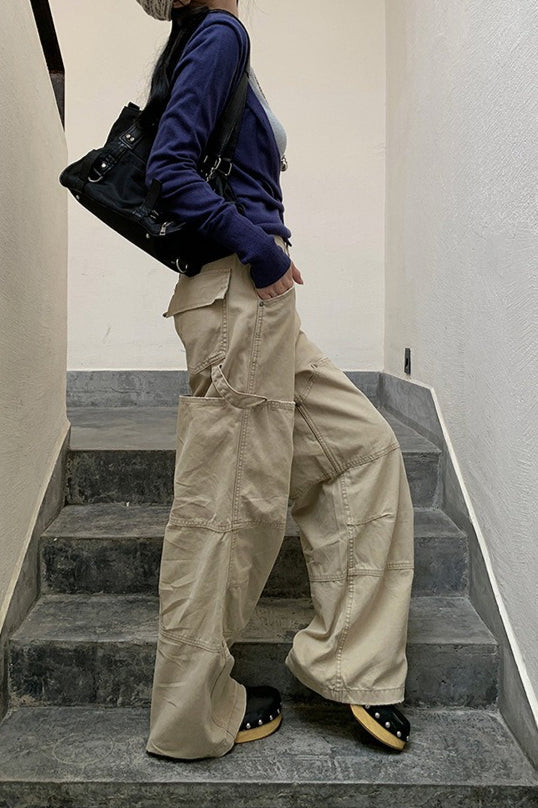 Deconstructed Paneled Cargo Straight Leg Jeans image 4
