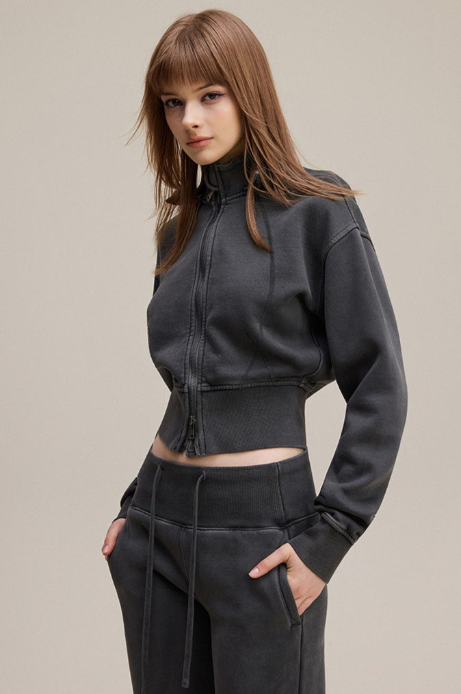 Cropped Waist Zip Up Hoodie image 5
