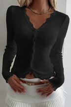 Lace Detail Long Sleeve Knit Top image 6
