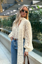Elegant Tie Sheer Lace Long Sleeve Blouse image 7