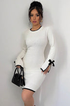 Color-Block Long Sleeve Knit Slim Sweater Dress image 1