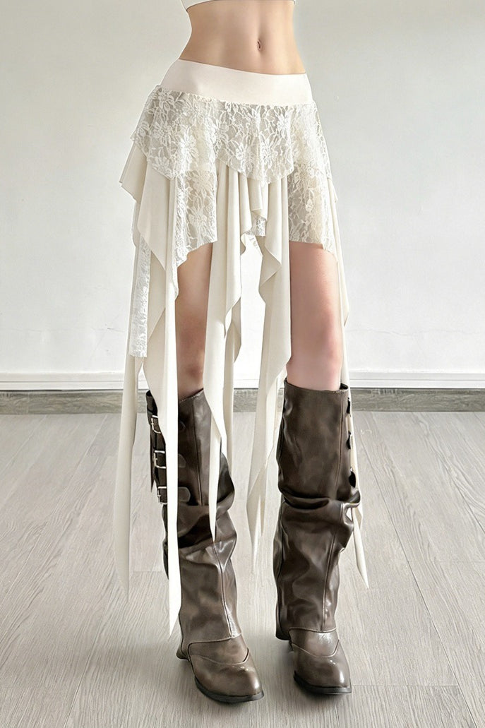 Chic Color Block Drape Tie Asymmetric Skirt image 2