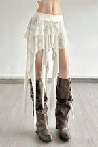 Chic Color Block Drape Tie Asymmetric Skirt image 2