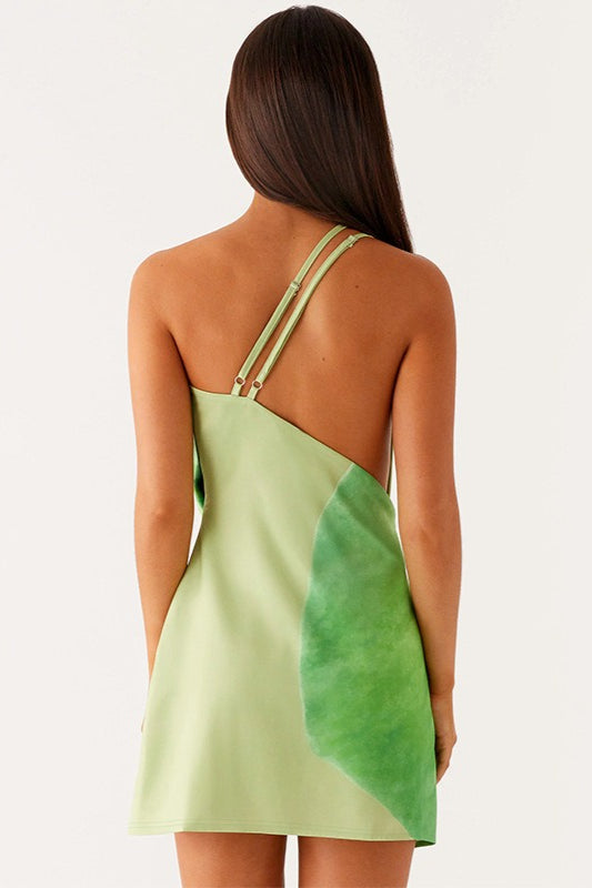 Sexy Printed Cowl Neck One Shoulder Mini Dress image 13