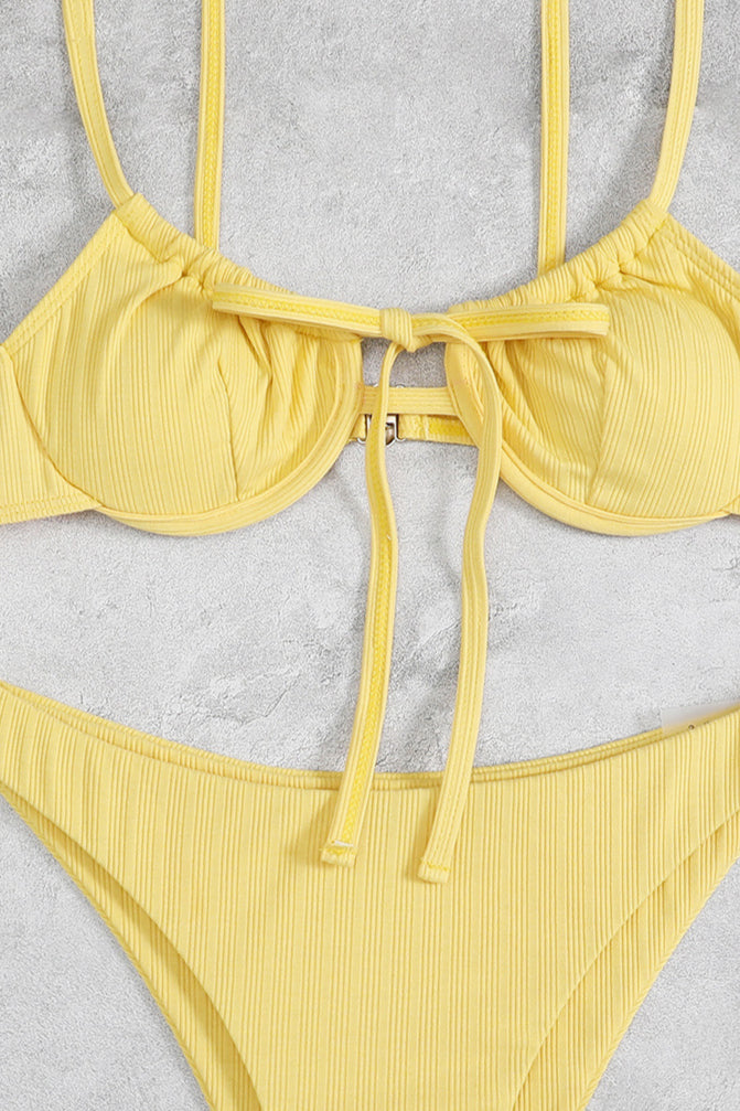 Solid Tie Triangle Bikini Set image 4