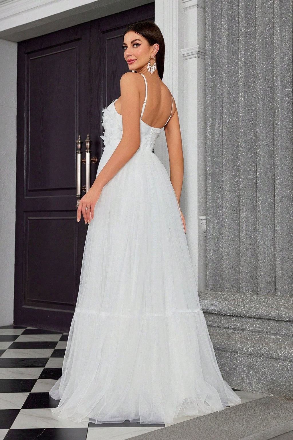 Spaghetti Bandeau Butterfly Tulle Elegant Reception Dress image 2