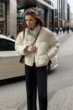 Cropped Faux Leather Insulated Puffer Jacket image 14
