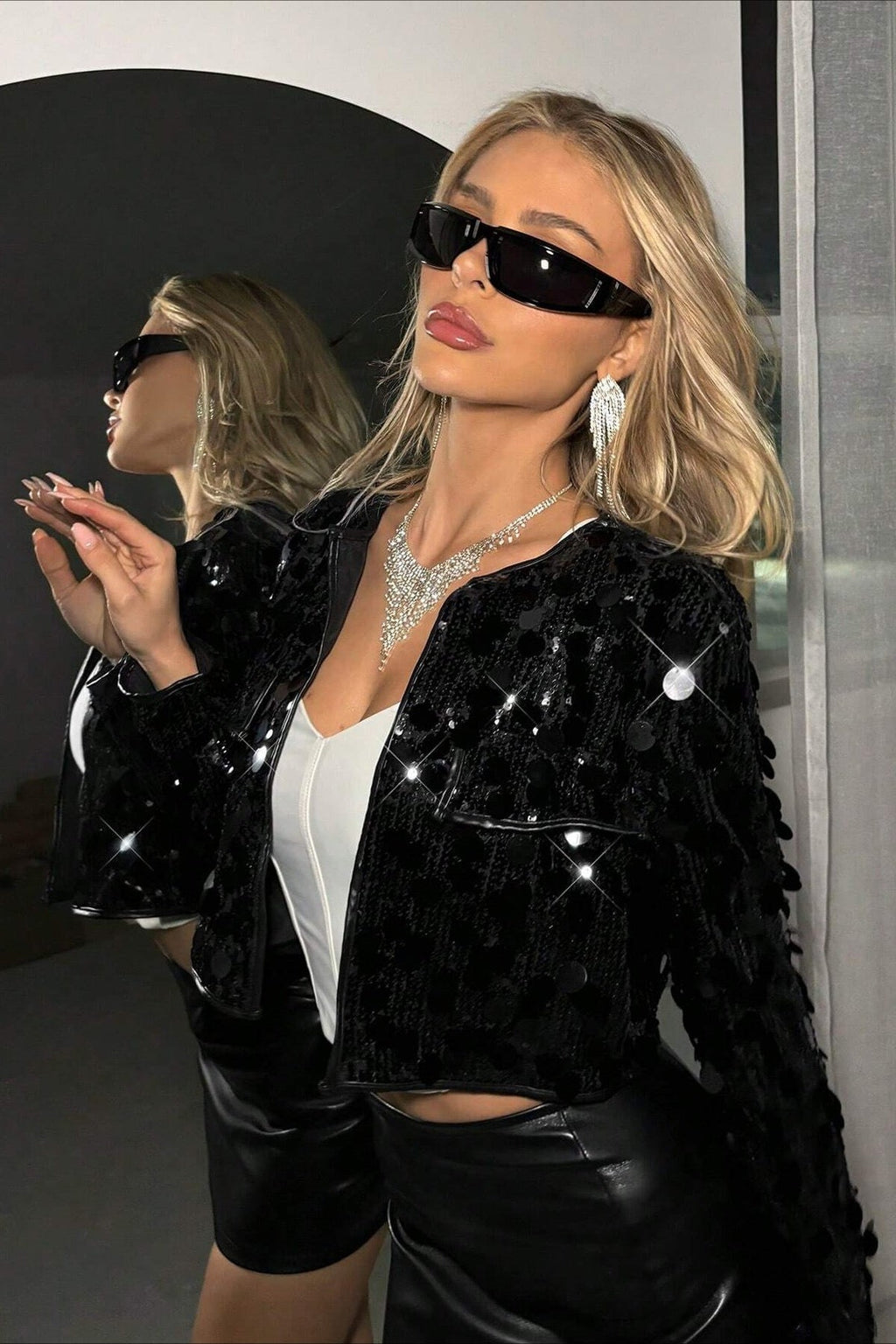 Silver Sequin Fashion Coat image 7