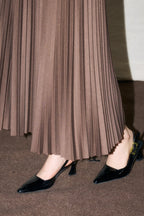 Vintage High-Waist Knit Pleated Midi Skirt image 2