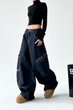 Leopard Spliced Vintage Wide Leg Jeans image 14