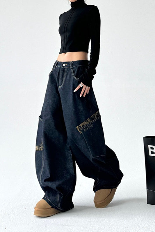 Leopard Spliced Vintage Wide Leg Jeans image 14