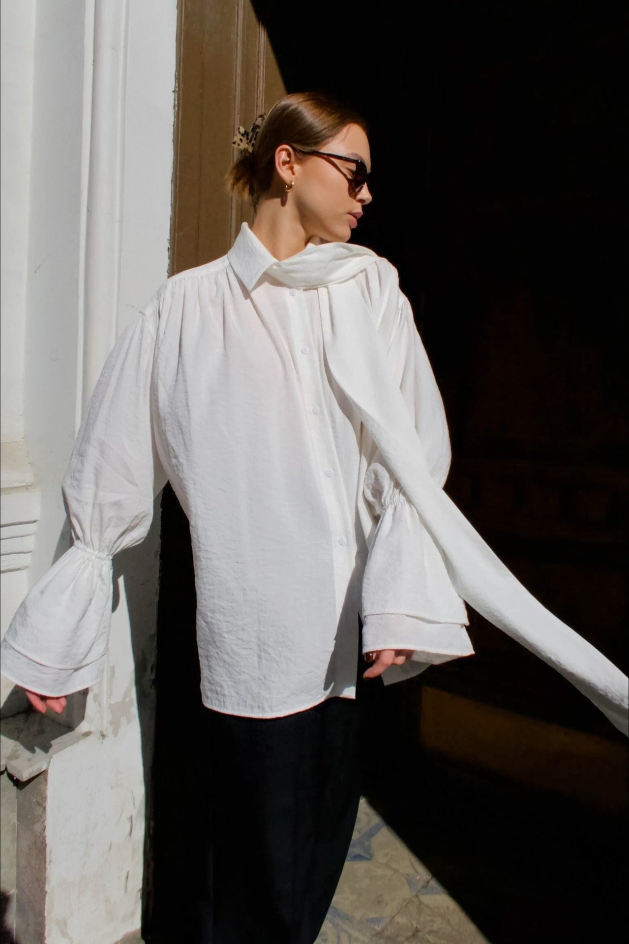 Crepe Tie Front Loose Fit Blouse image 3