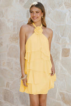 Halter Backless Floral Ruffle Mini Dress image 3