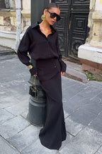 Elegant Creative Street Style Solid Long Sleeve Shirtdress Two Piece Set image 9