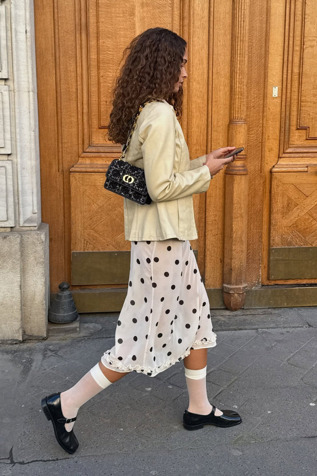 Polka Dot Satin High-Waisted A-Line Skirt image 6